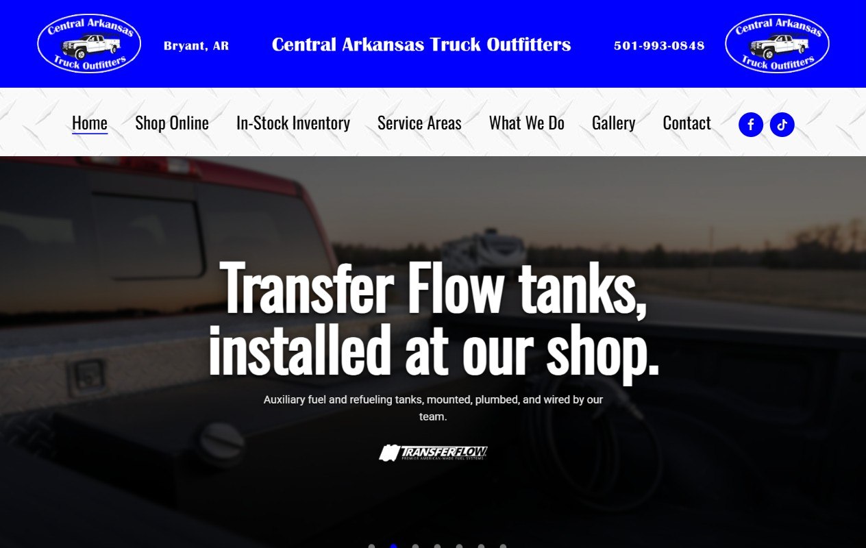 Central Arkansas Truck Outfitters website built by Lingo, Bryant work truck upfitting web design
