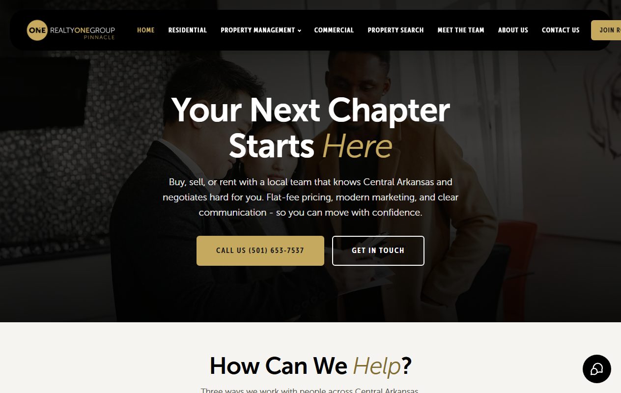 Realty One Group Pinnacle website built by Lingo, Bryant real estate and property management web design