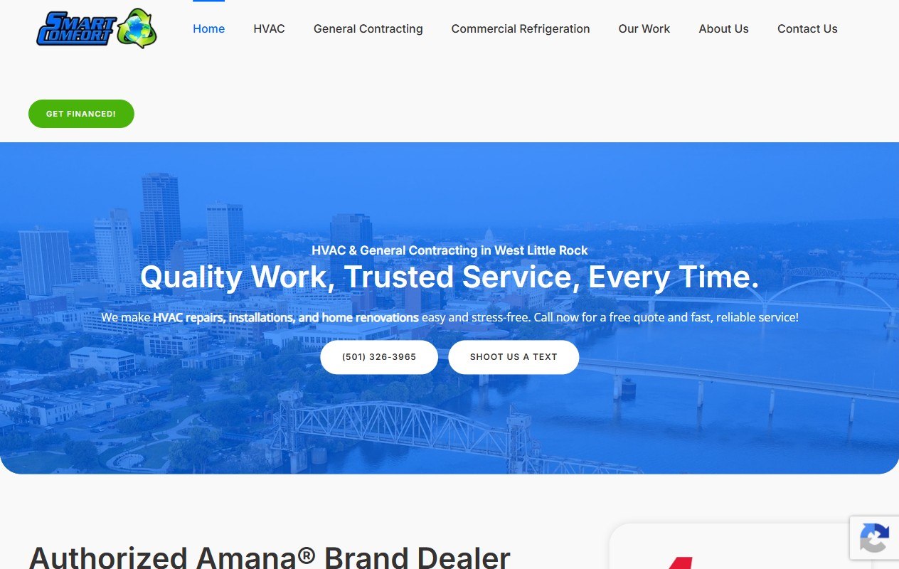 Smart Comfort website built by Lingo, West Little Rock HVAC and general contracting web design